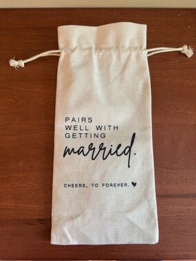 Wedding Wine Bottle Gift Bag Canvas Drawstring